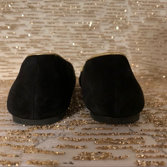Cole Hann Black Suede Gold Trim Flats - Picture 4 of 6